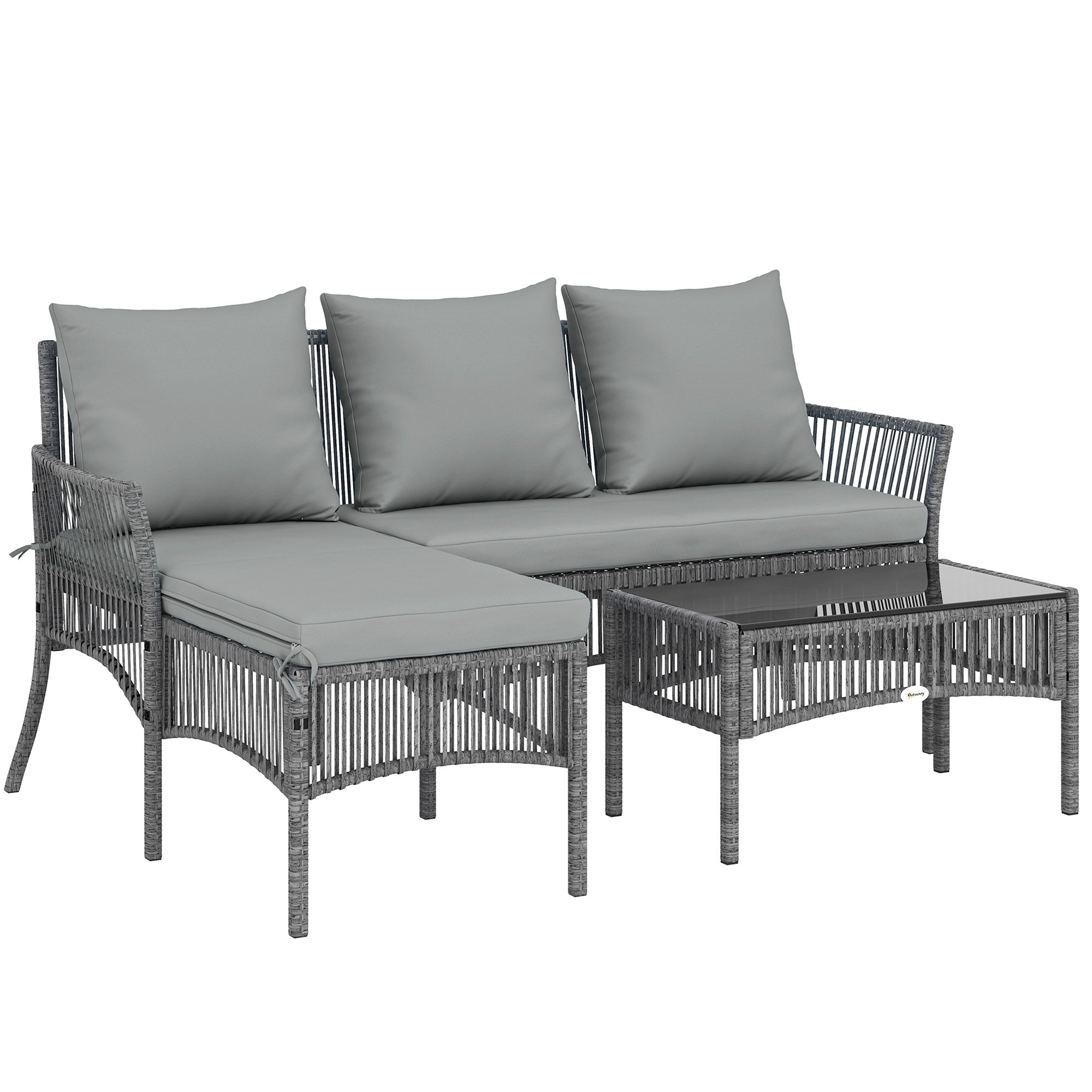 Outsunny Polyethylene Garden Furniture Set - Dark Grey