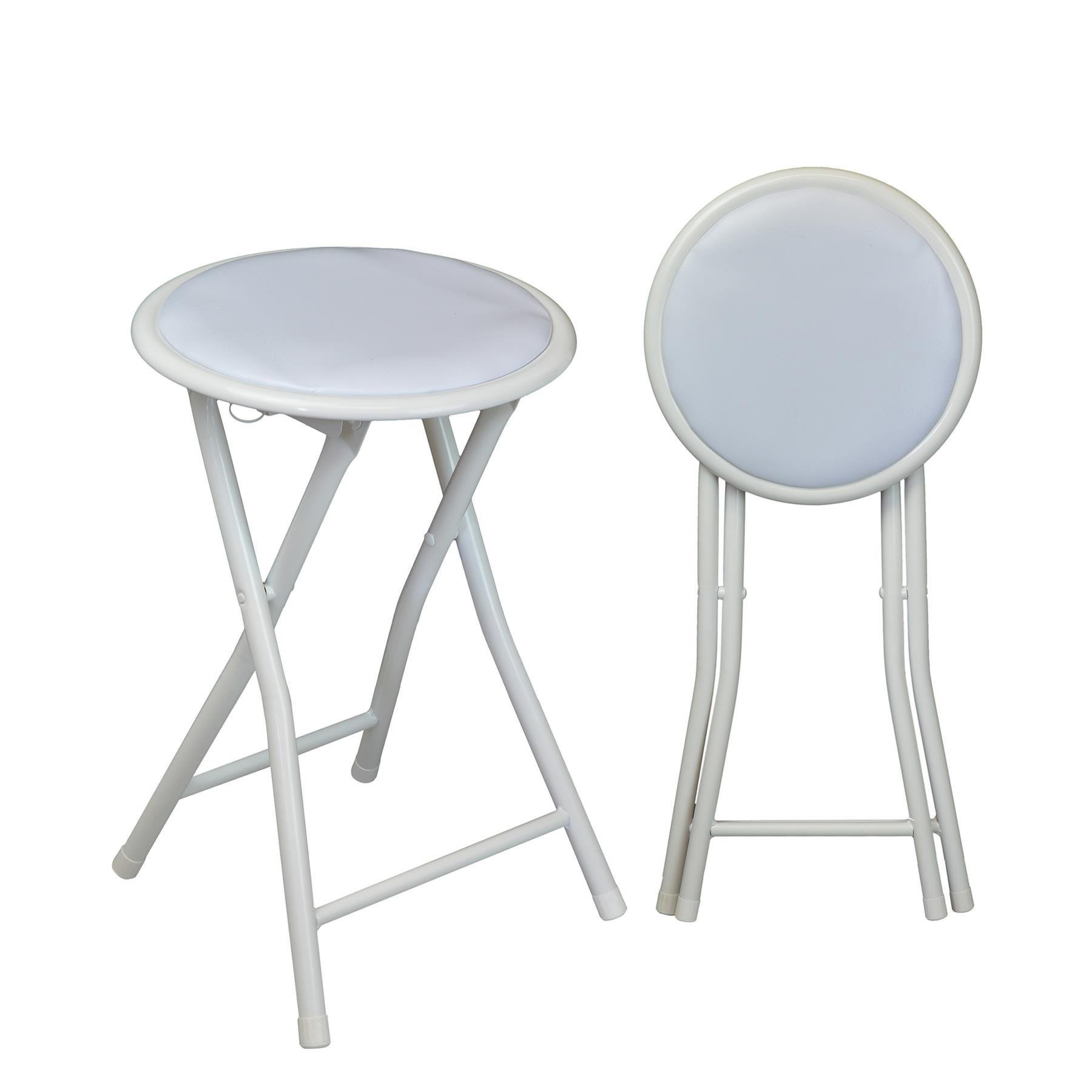 Harbour Housewares Padded Folding Stools - White - Pack of 2