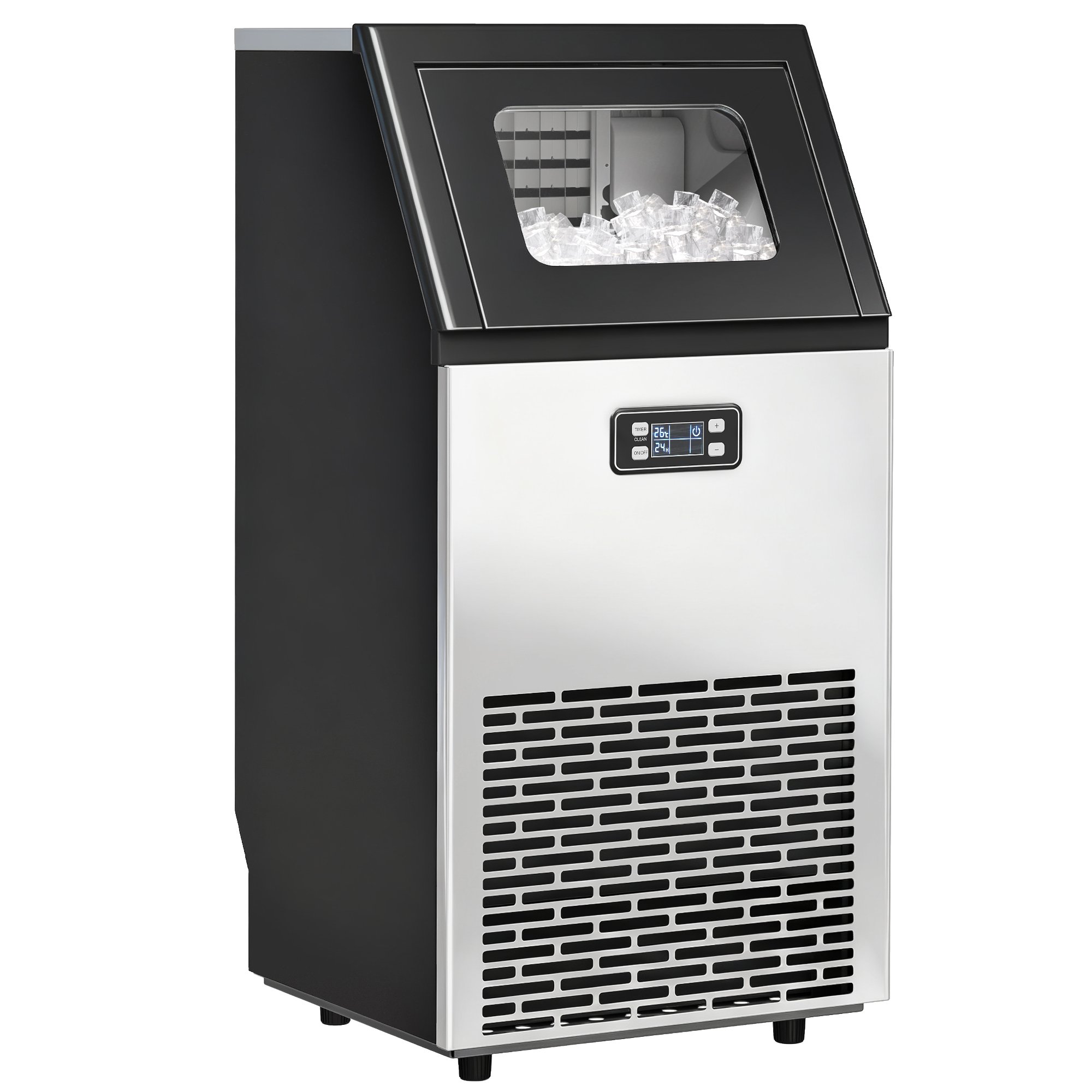 HOMCOM 45kg/24H Commercial Ice Maker Machine with Self Cleaning - Silver
