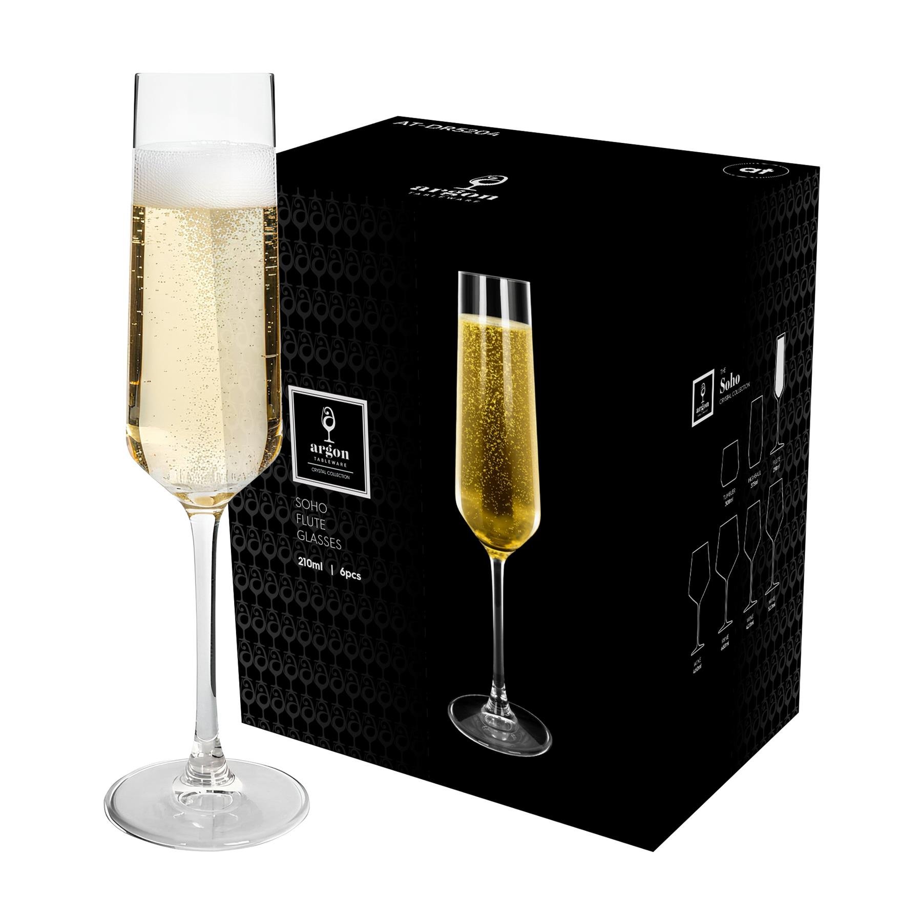 Argon Tableware Soho Crystal Champagne Flutes - 210ml - Pack of 24
