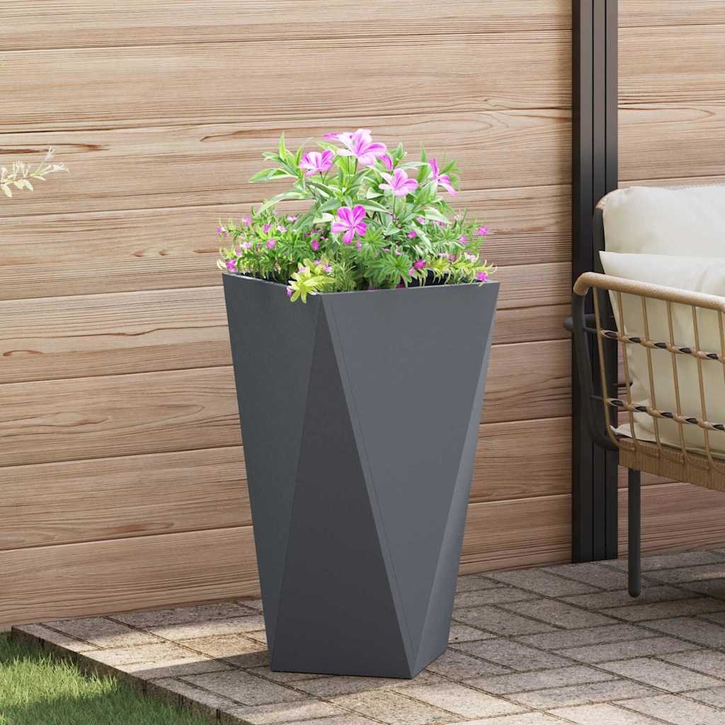 Walplus Steel Garden Planter - Anthracite - 40 x 40 x 75 cm