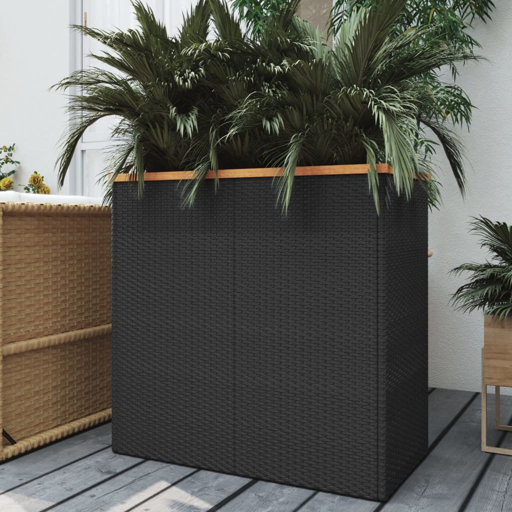 Walplus Acacia Wood Garden Planter - Black - 80 x 40 x 80 cm