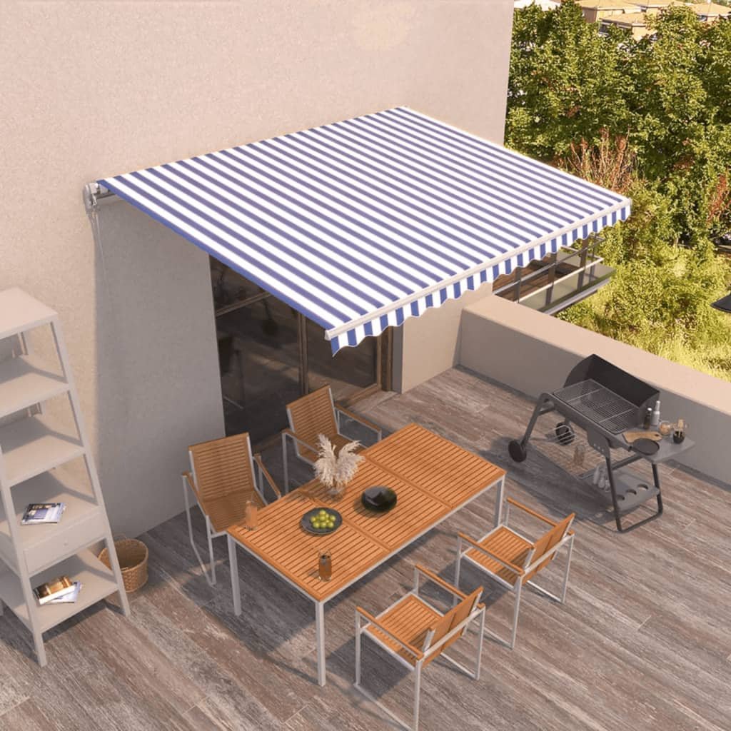 Walplus Manual Polyester Retractable - Blue and White - 450x350 cm - White Frame