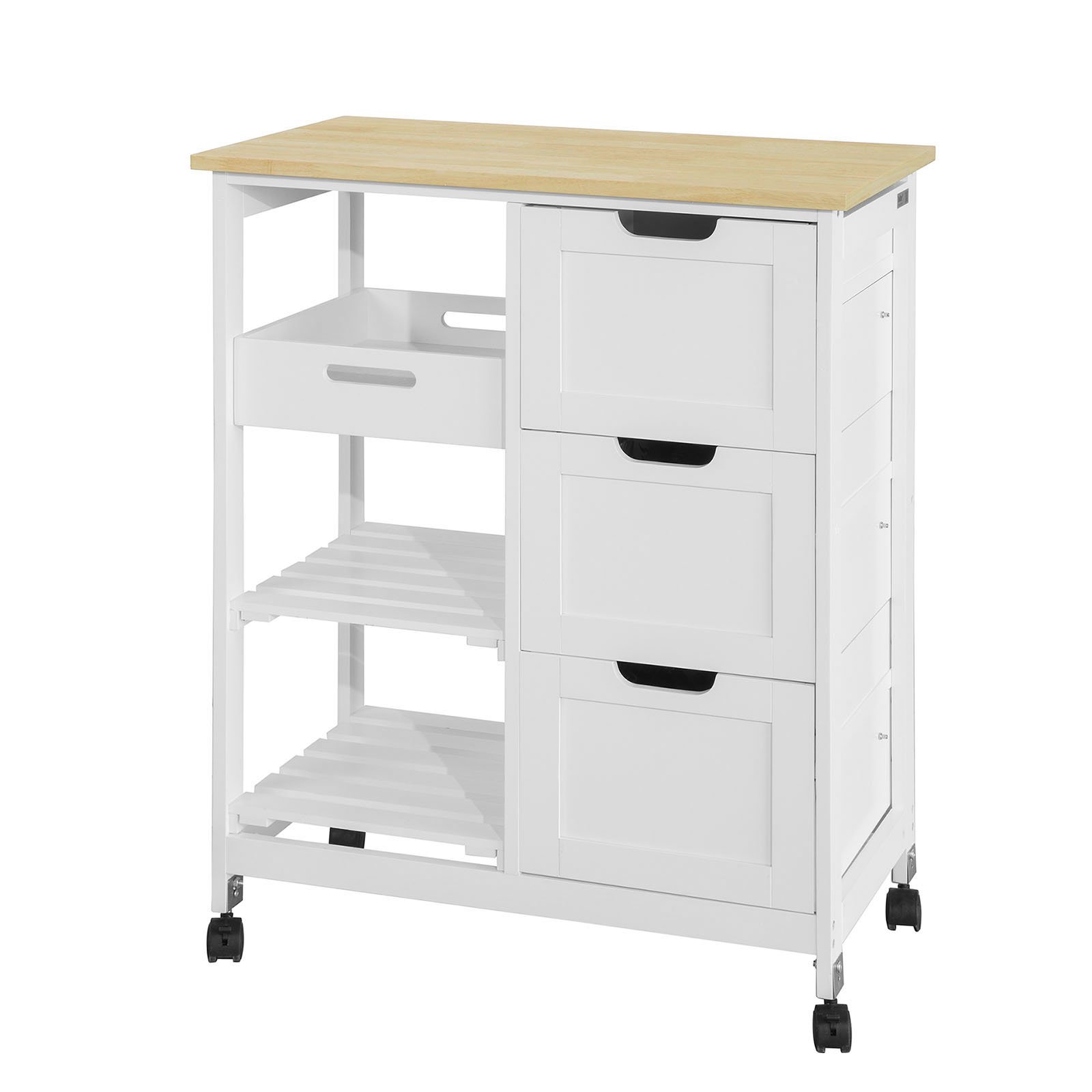 SoBuy 3 Drawer 2 Shelf 1 Removable Tray Kitchen Trolley - White