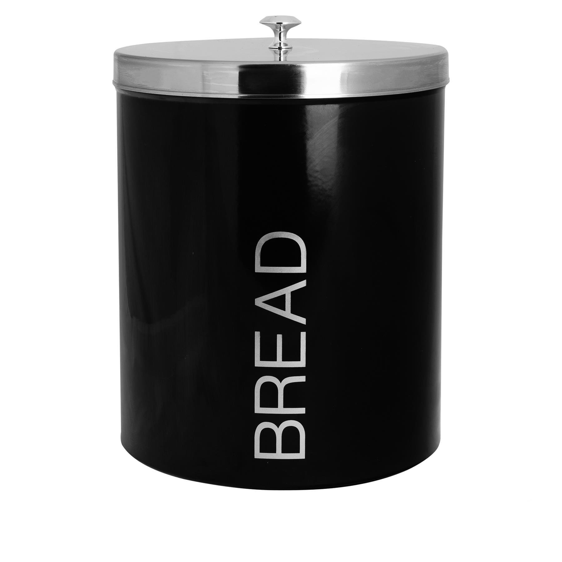 Harbour Housewares Round Metal Kitchen Bread Bin - Black