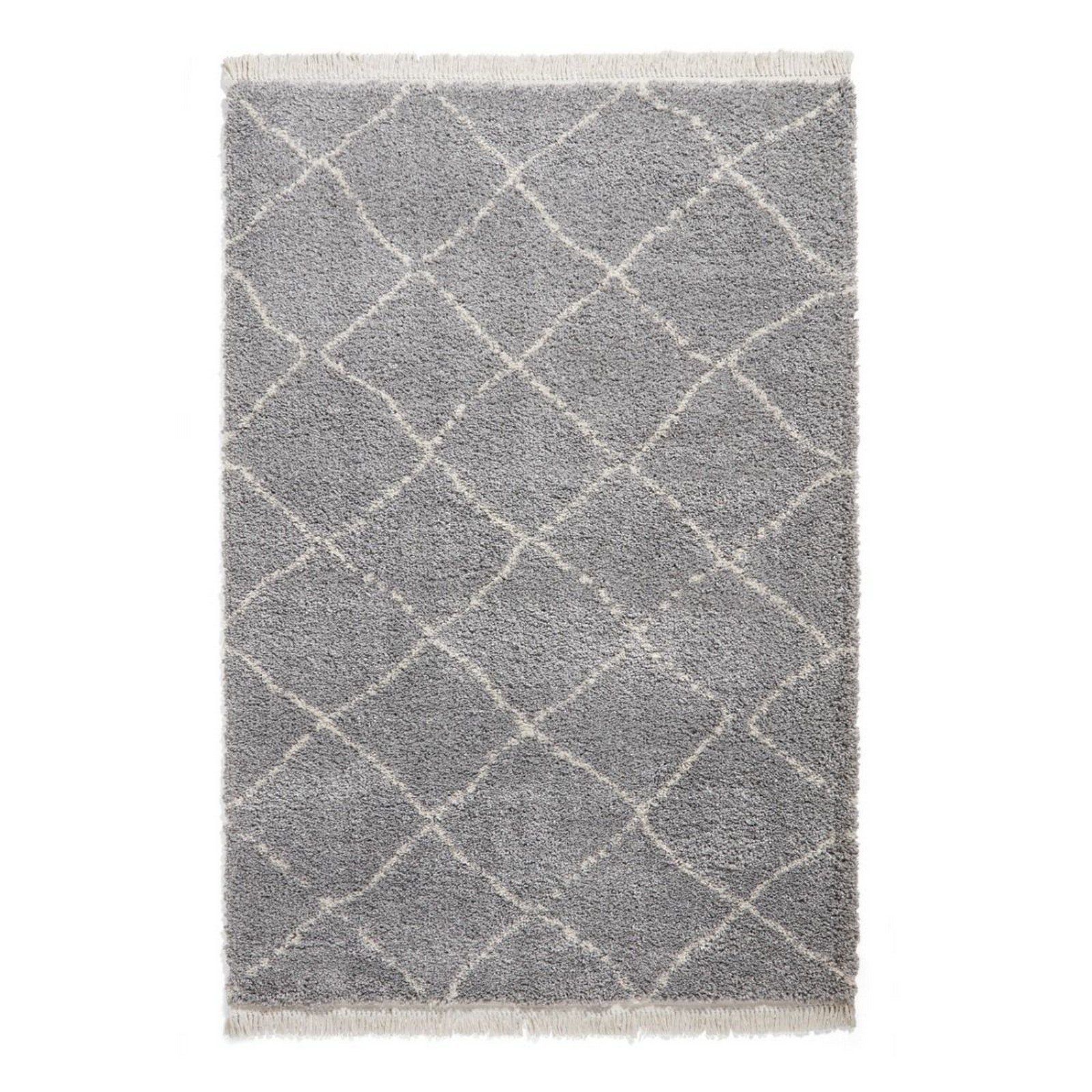 Mega Flooring Grey Shaggy Geometric Rug - 160 x 230cm