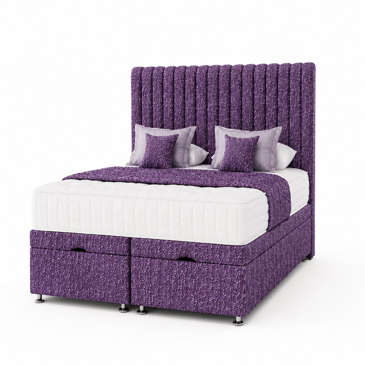 Comfy Deluxe Apollo 6ft Super King End Lift Ottoman Bed Set -   Purple
