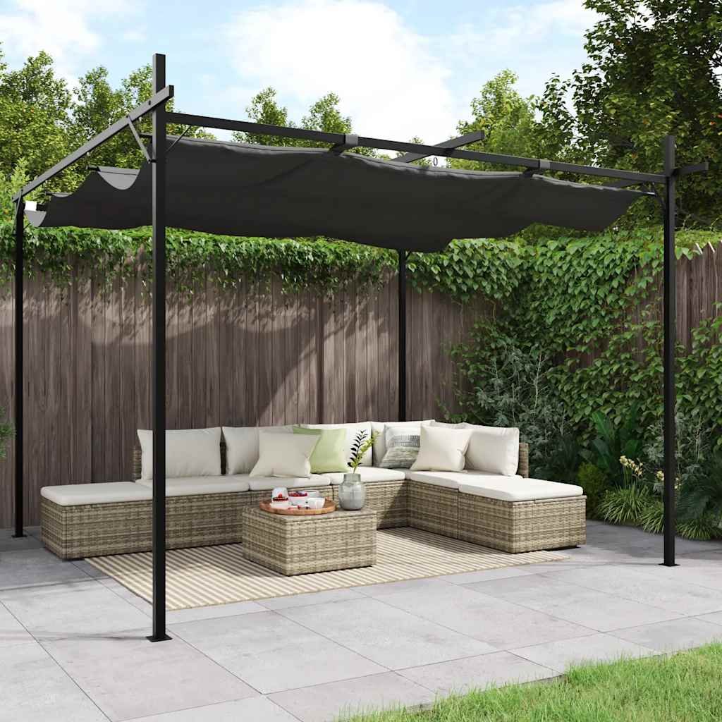 Walplus 295 x 292 x 230 cm Pergola with Retractable Roof - Anthracite