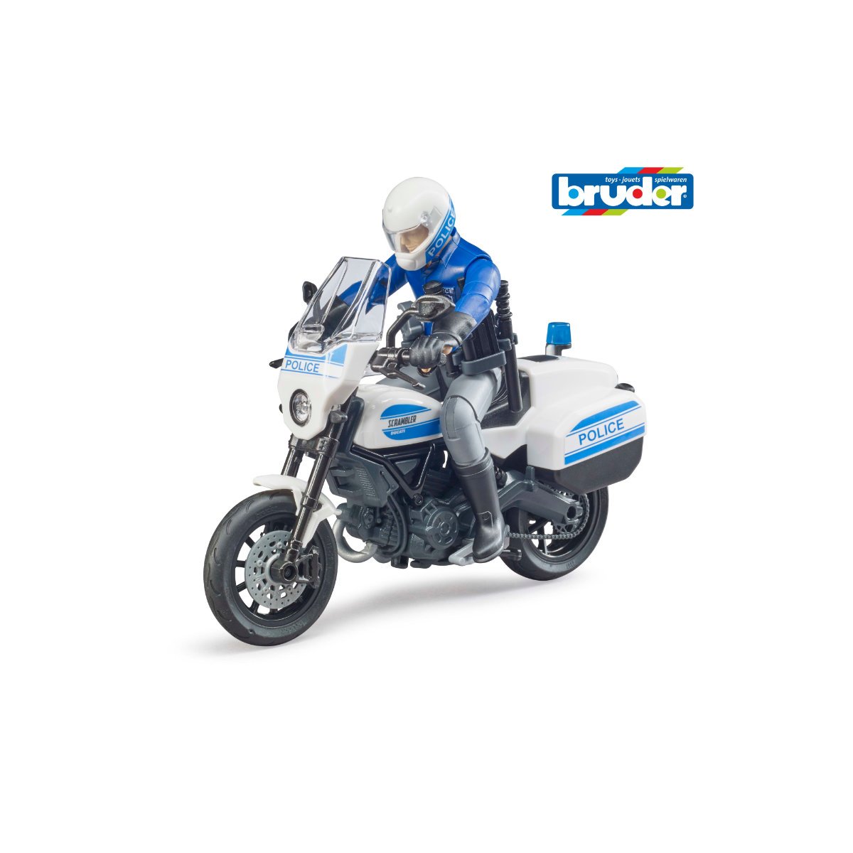 Bruder BWorld 1:16 Scrambler Ducati Police Motorbike and Policeman - Age 3+