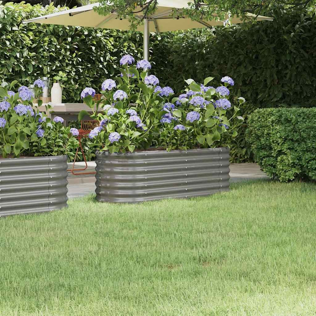 Walplus Galvanised Steel Raised Garden Bed - Grey - 114 x 40 x 36 cm