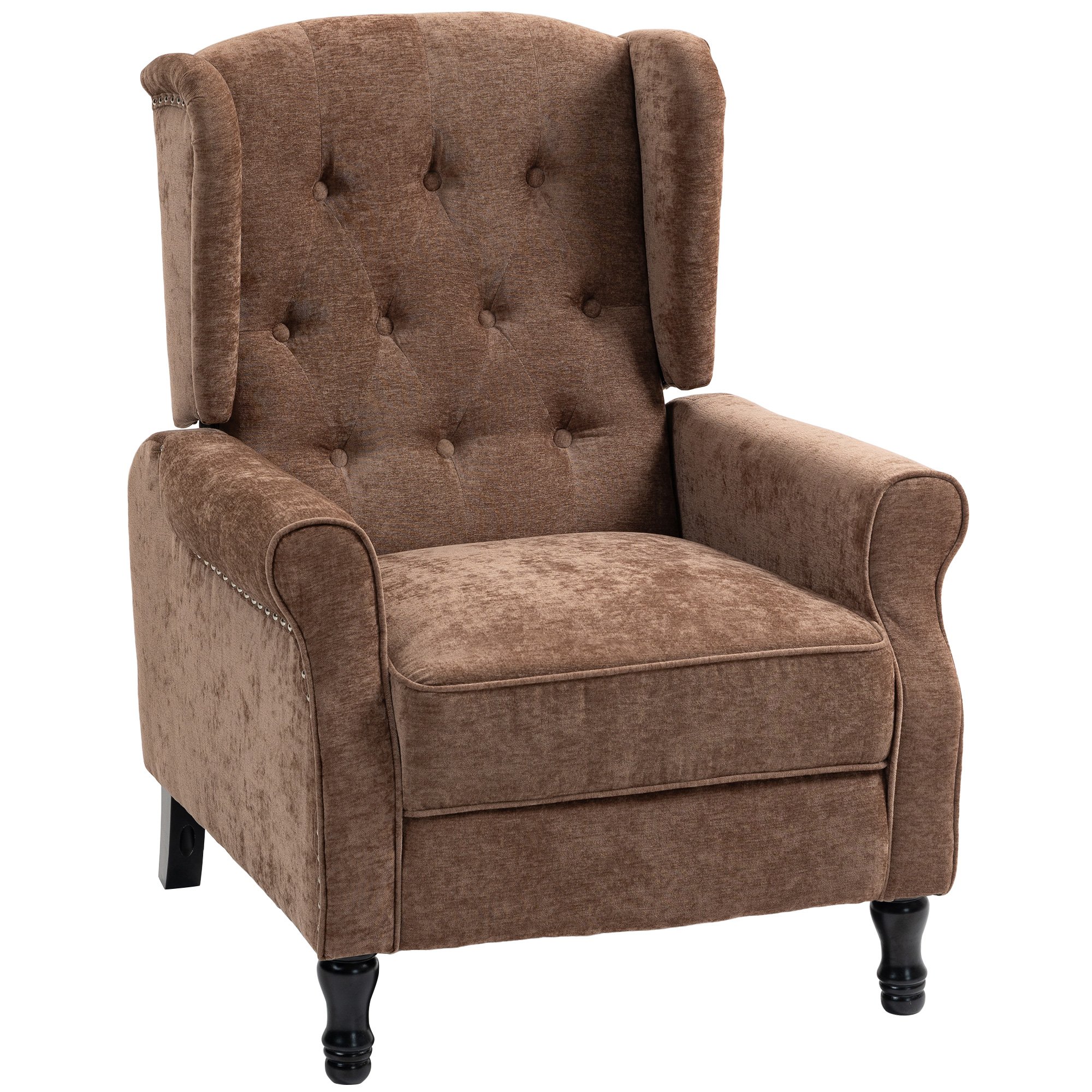HOMCOM Vintage Reclining Chair with Nail Head Trim for Living Room - Brown