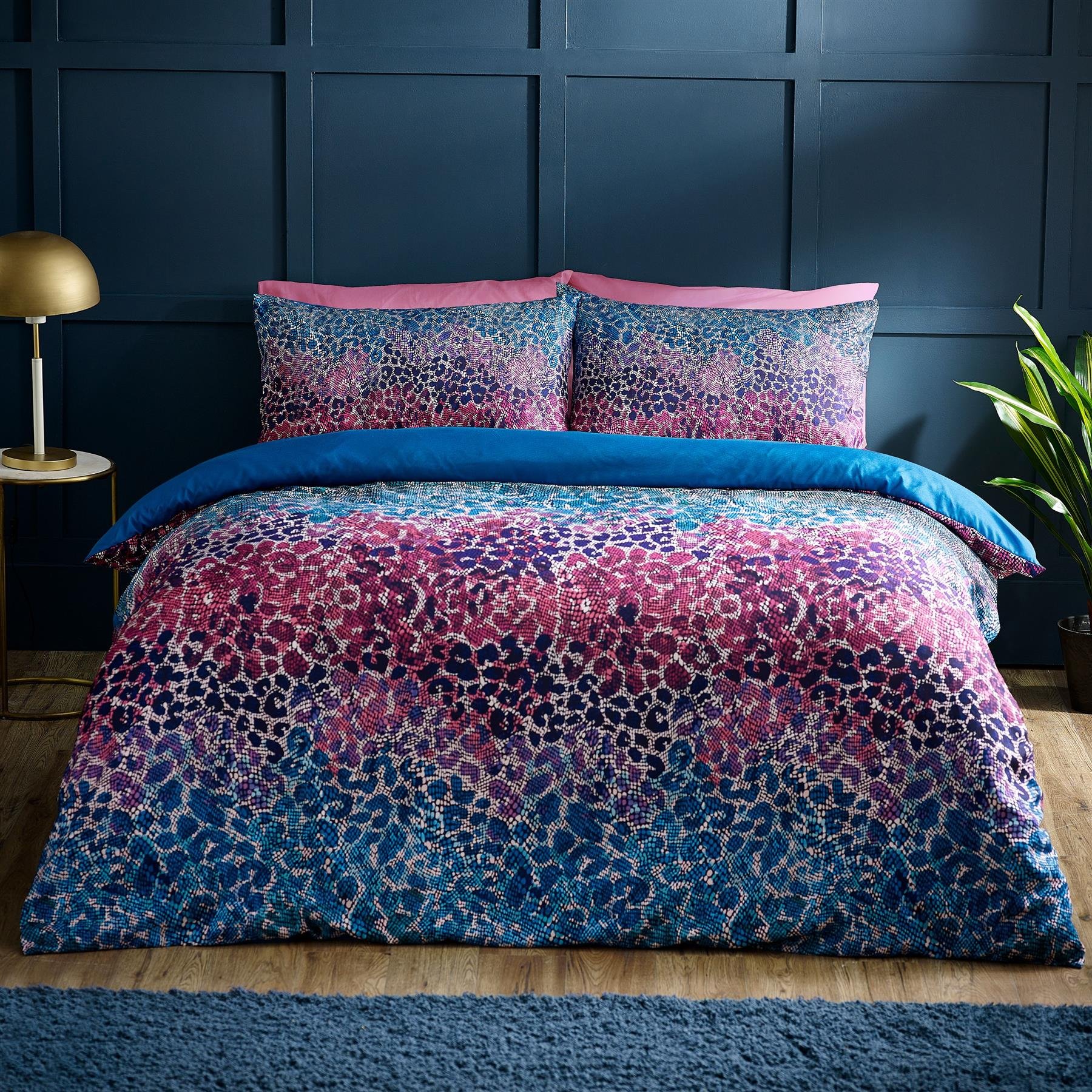 Catherine Lansfield Satin Animal Print Duvet Cover Set - Double - Teal