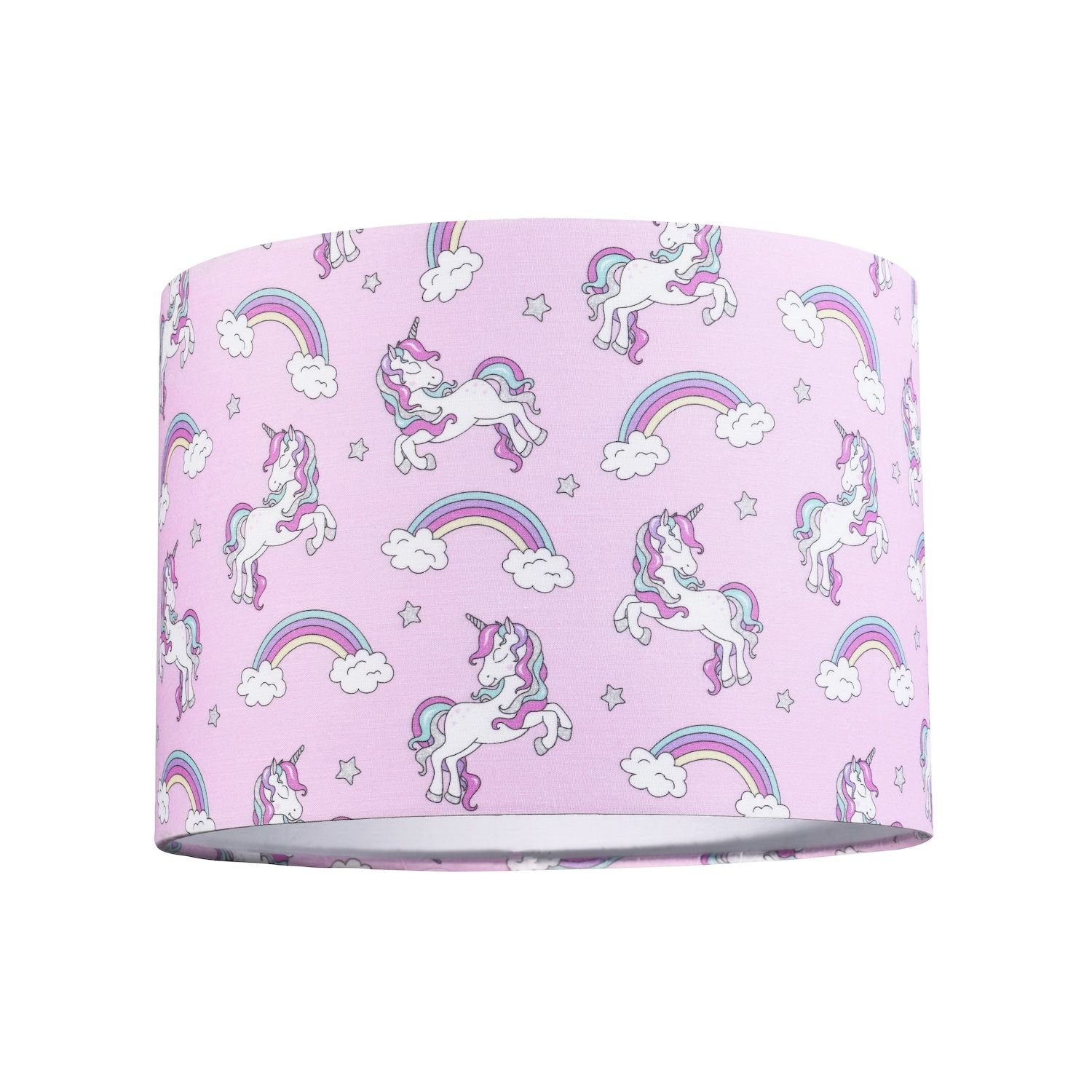 Happy Homewares Soft Lilac Cotton with Unicorns Clouds Lampshade - 25cm