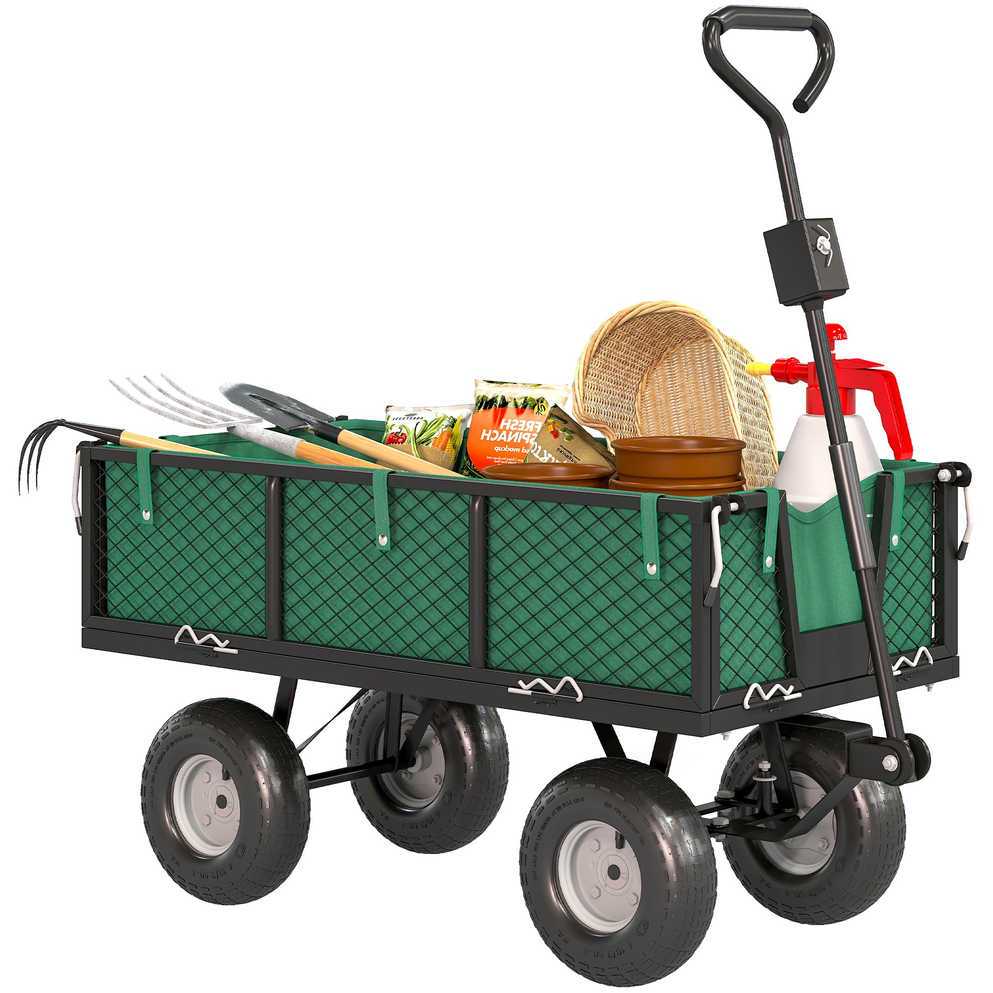 Outsunny Heavy Duty Festival Trolley with Removable Liner - Green