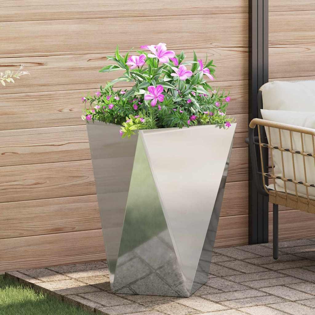 Walplus Galvanised Steel Garden Planter - Silver - 50 x 50 x 75 cm
