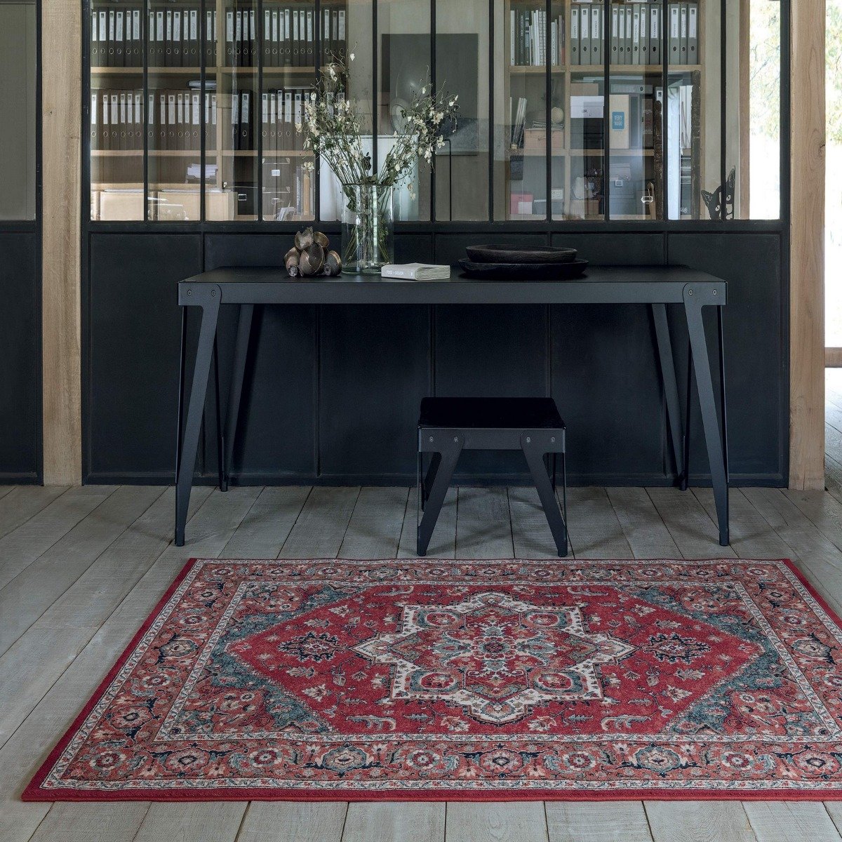 Mega Flooring Red Traditional Bordered Rug - 80 x 160cm