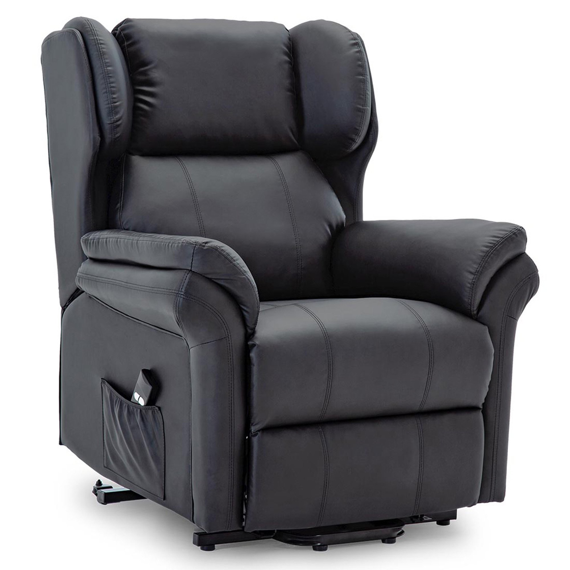 Furniture Online Oakford Single Motor Rise Recliner Bonded Leather Chair - Black