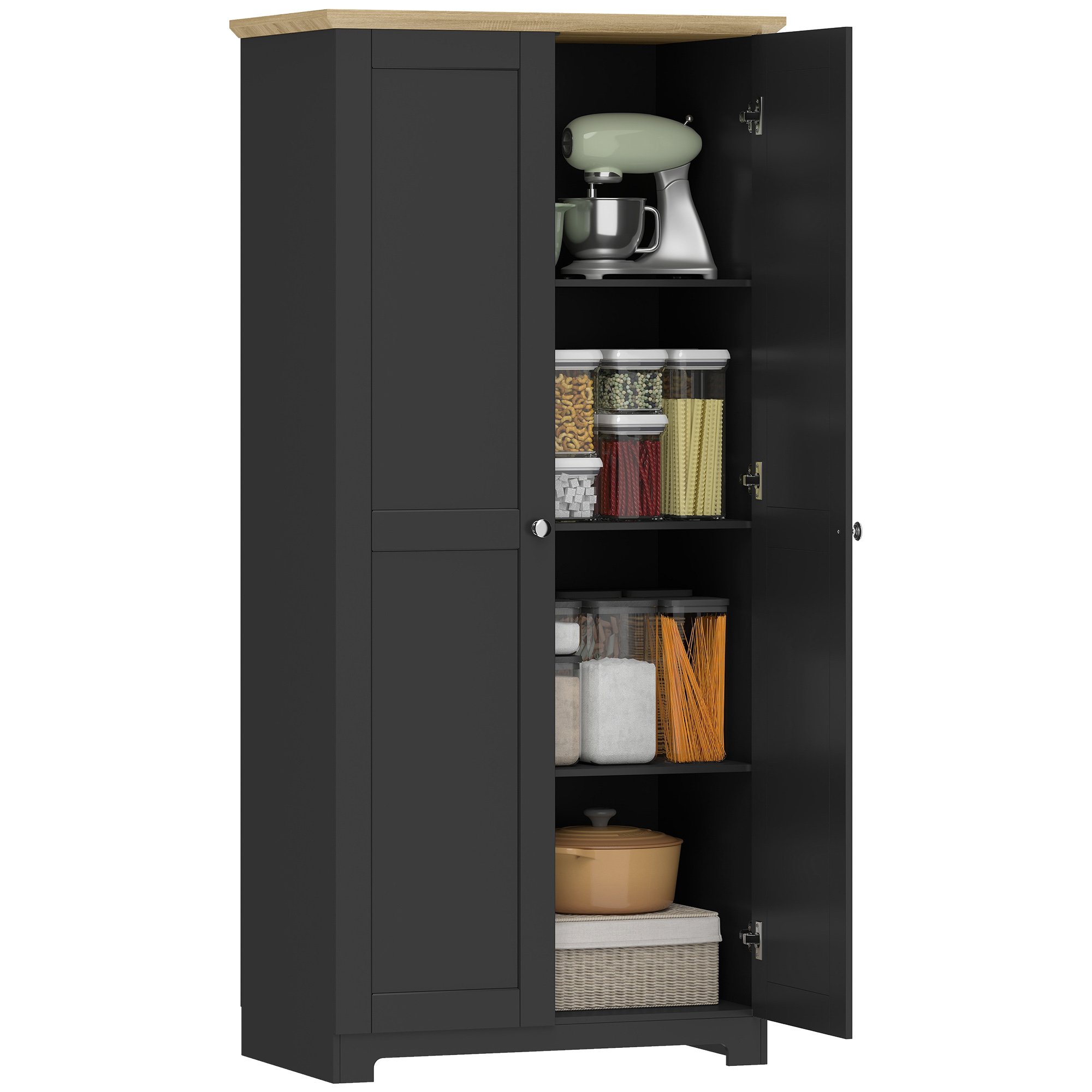 HOMCOM 2 Door Modern Kitchen Cupboard - Black