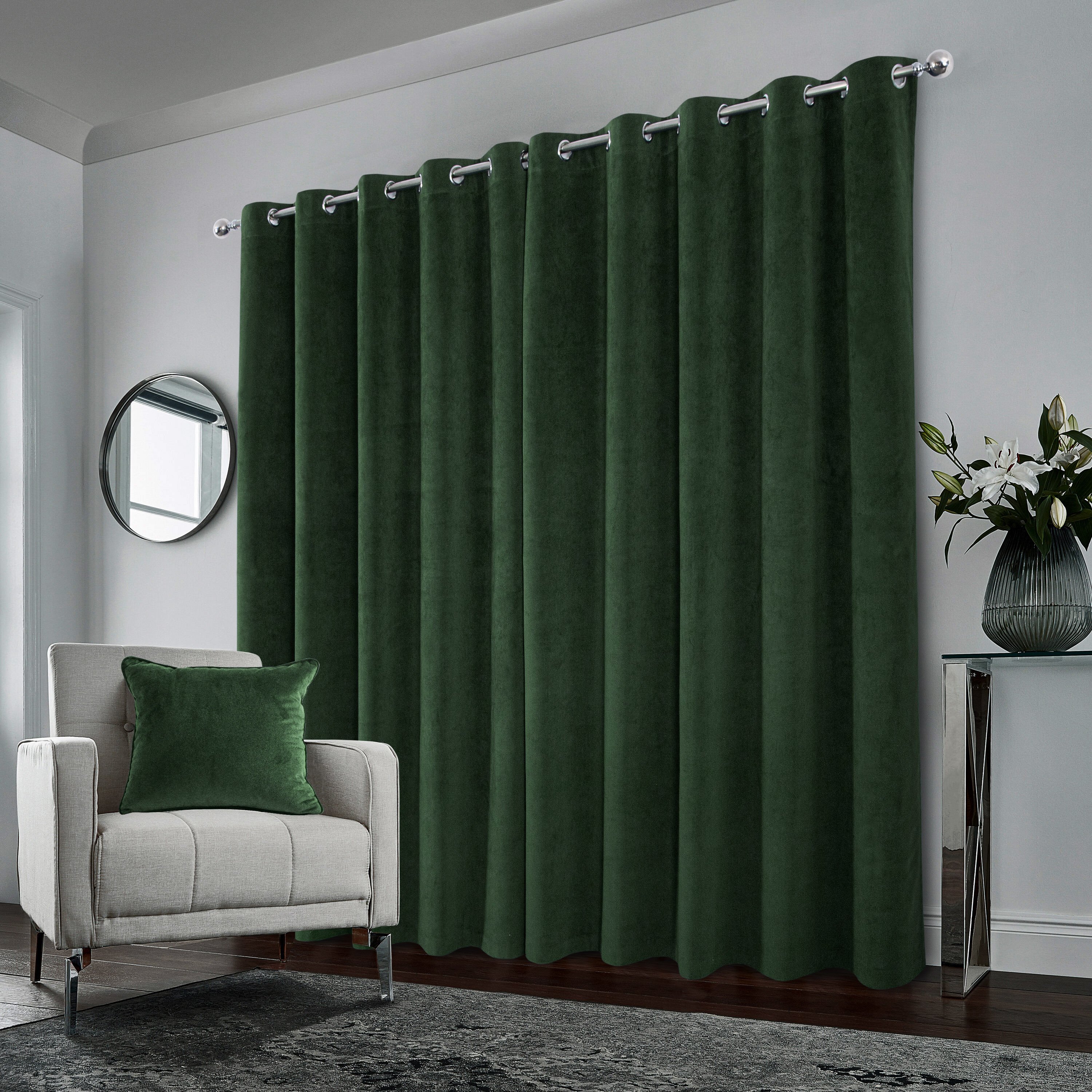 Enhanced Living Belgravia Velvet Blackout Thermal Curtains - 168 x 229cm - Green