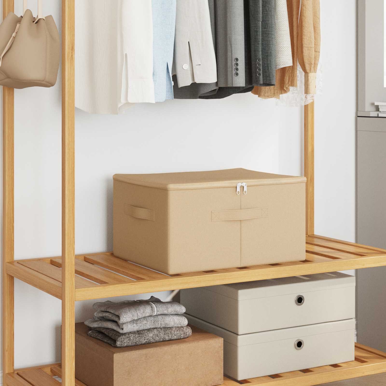 Walplus Fabric Storage Box Non-woven - Cream - 43 x 34 x 23 cm