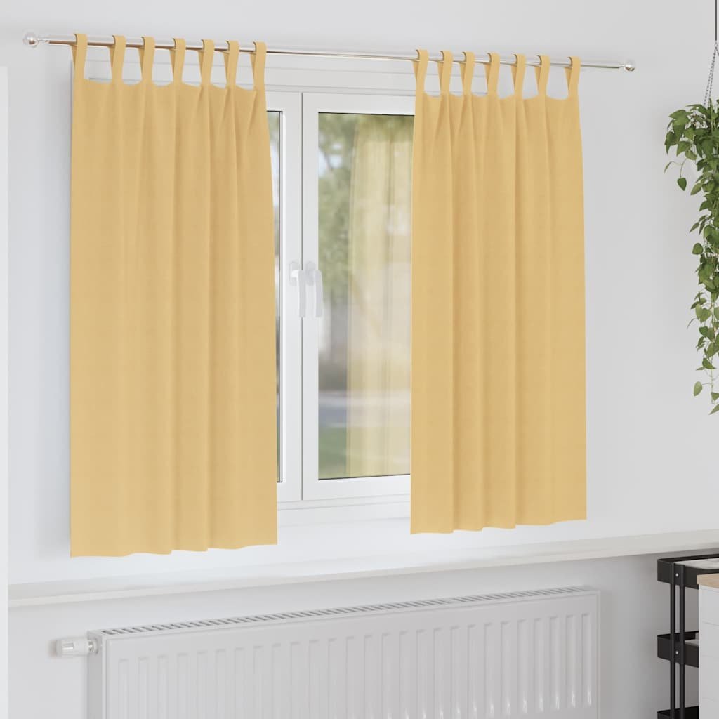 Walplus Set of 2 Ring Top Blackout Curtains - Beige - 175 x 140 cm