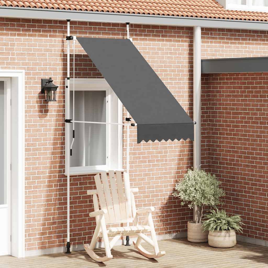Walplus Manual Polyester Retractable Awning - Anthracite - 100 x 120 cm