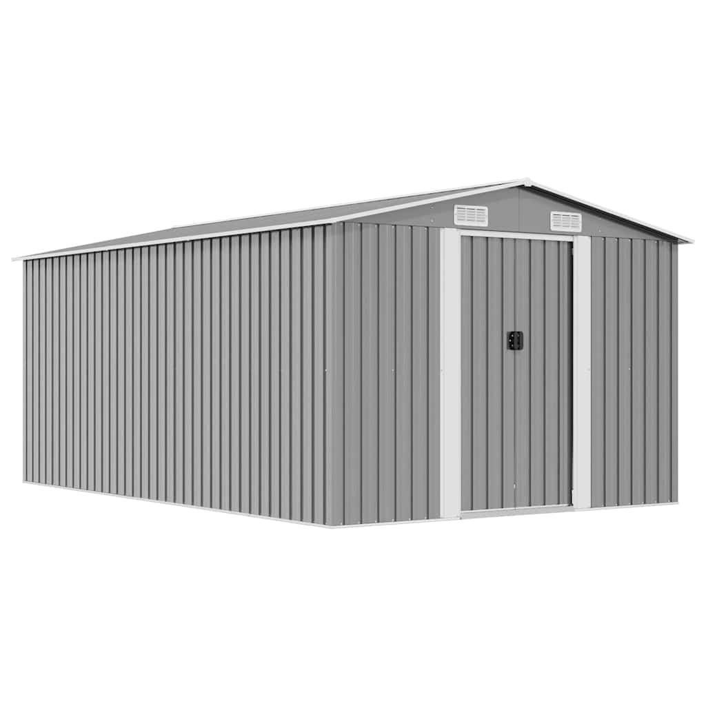 Walplus Galvanised Steel Garden Shed - Grey - 257 x 392 x 181 cm