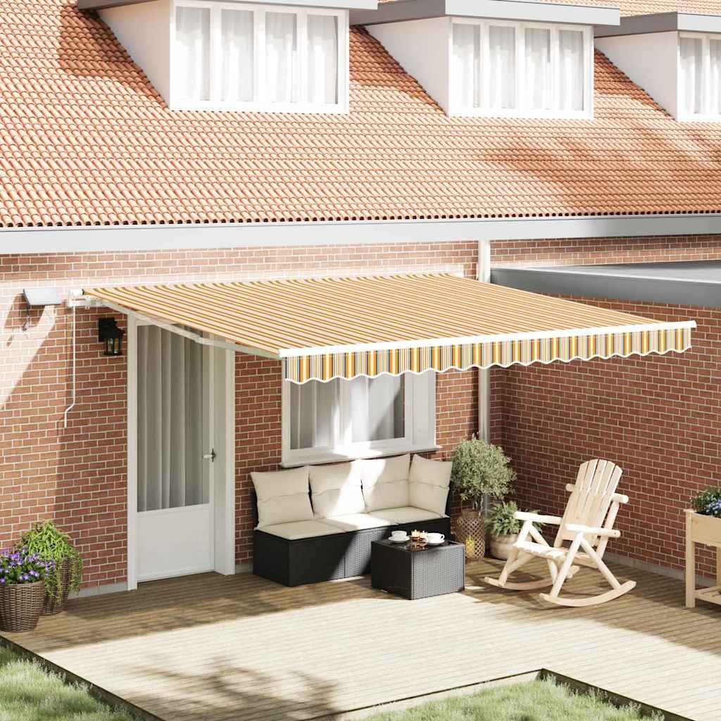 Walplus Polyester Retractable Awning - Multicolour - 400 x 300 cm - Space Saving