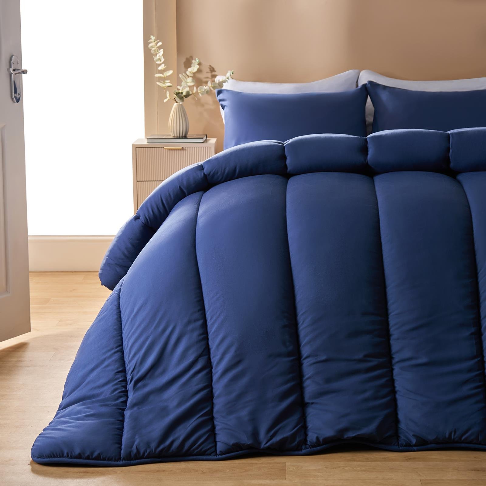 OHS Coverless 10.5 Tog Duvet Set Quilted Bedding - Navy - Double