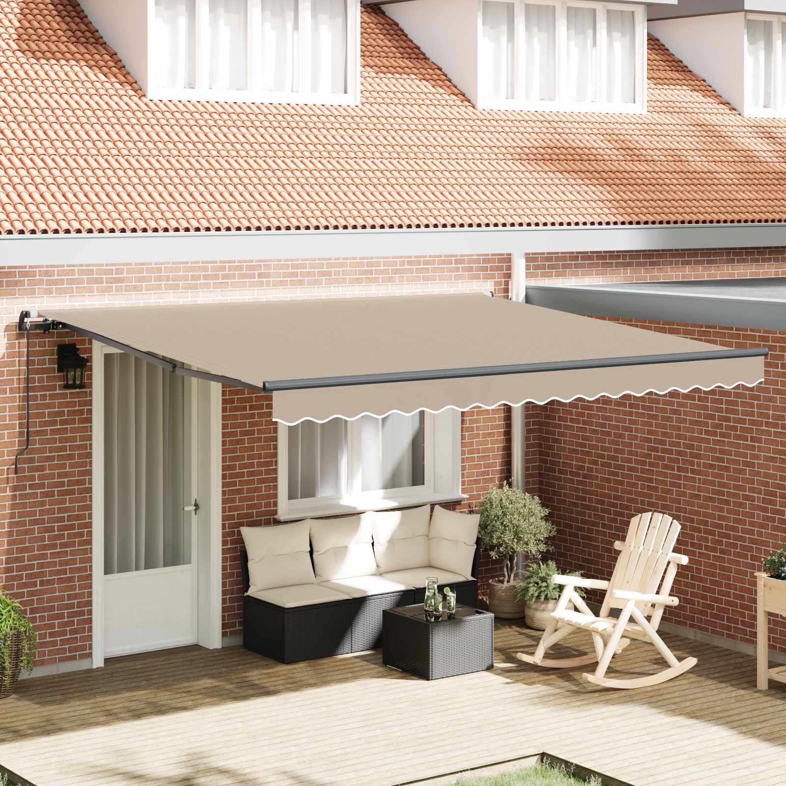Walplus Aluminium Retractable Awning - Beige - 400 x 350 cm