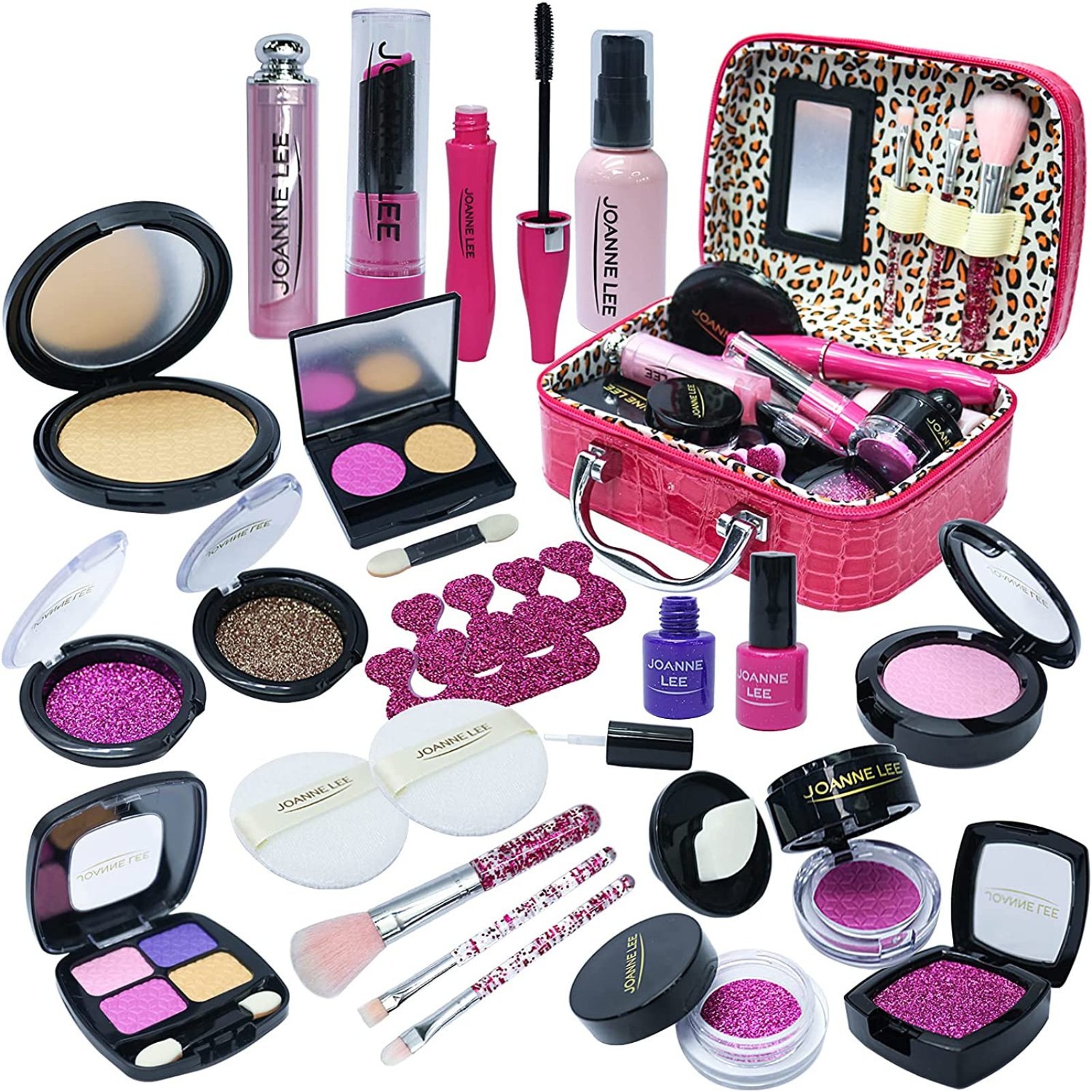 deAO Makeup Toy Set 23 Pieces Vanity Carry Case - Pink