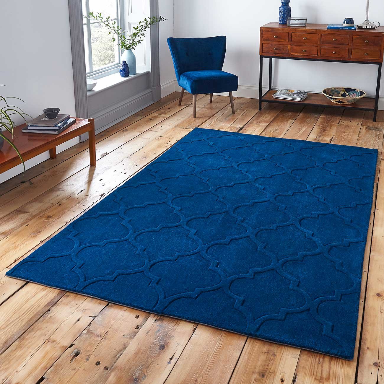 Mega Flooring Blue Handmade Geometric Rug - 120 x 170cm