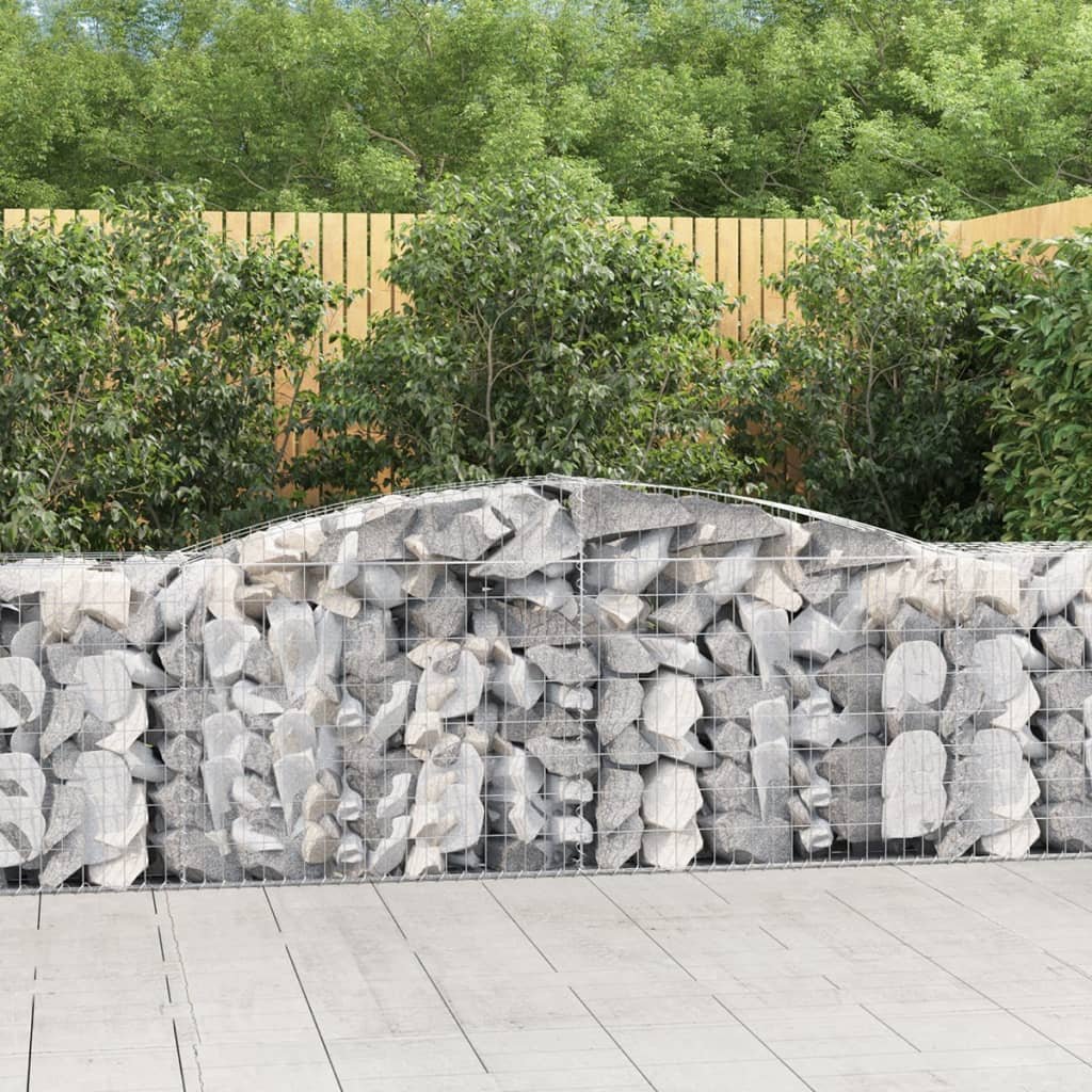 Walplus Pack of 2 Galvanised Iron Gabion Basket - Silver - 400 x 50 x 80-100 cm