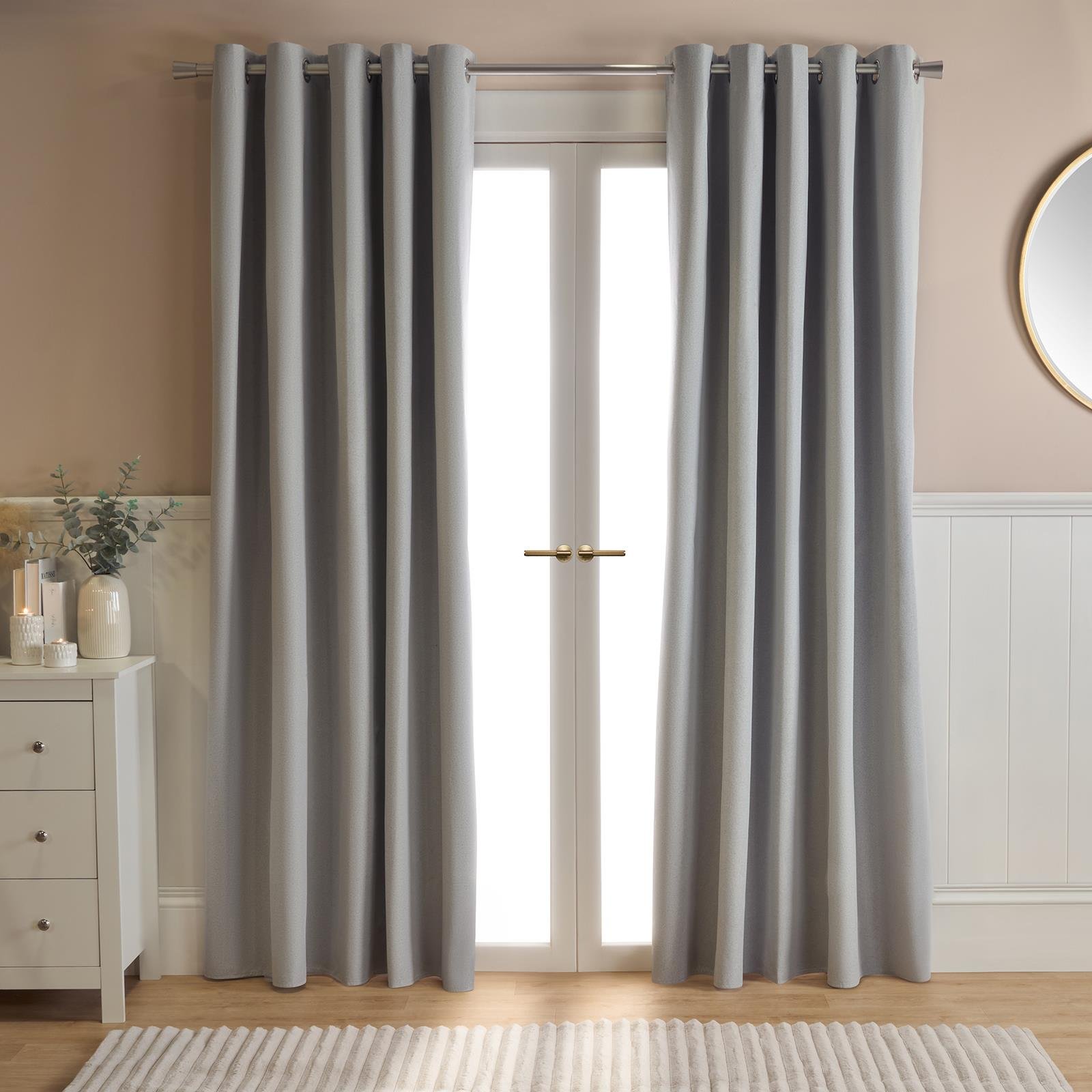 OHS Woven Texture Blackout Curtains - 117 x 137cm - Silver
