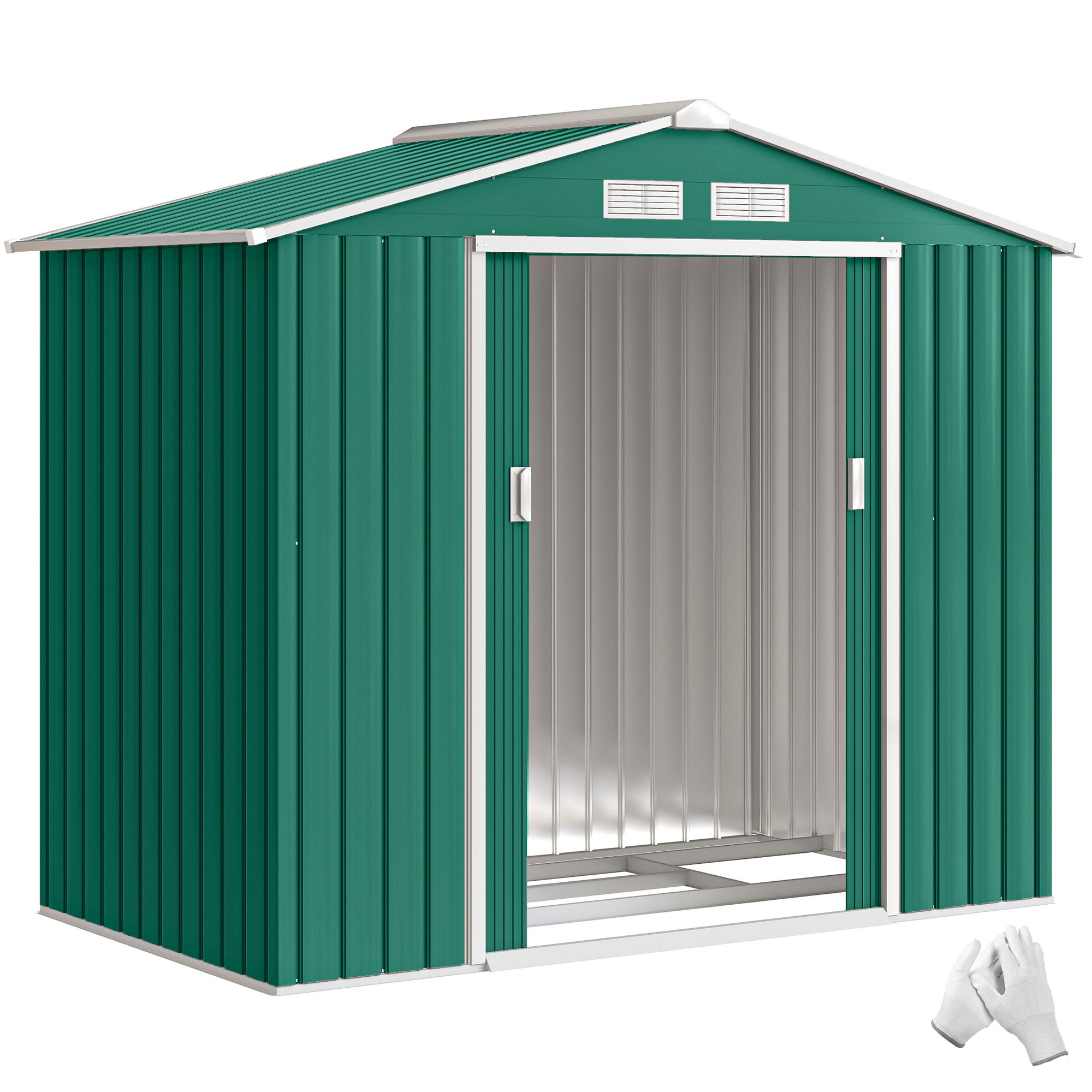 Outsunny Metal Waterproof Garden Shed for Patio Lawn with Vents - Green