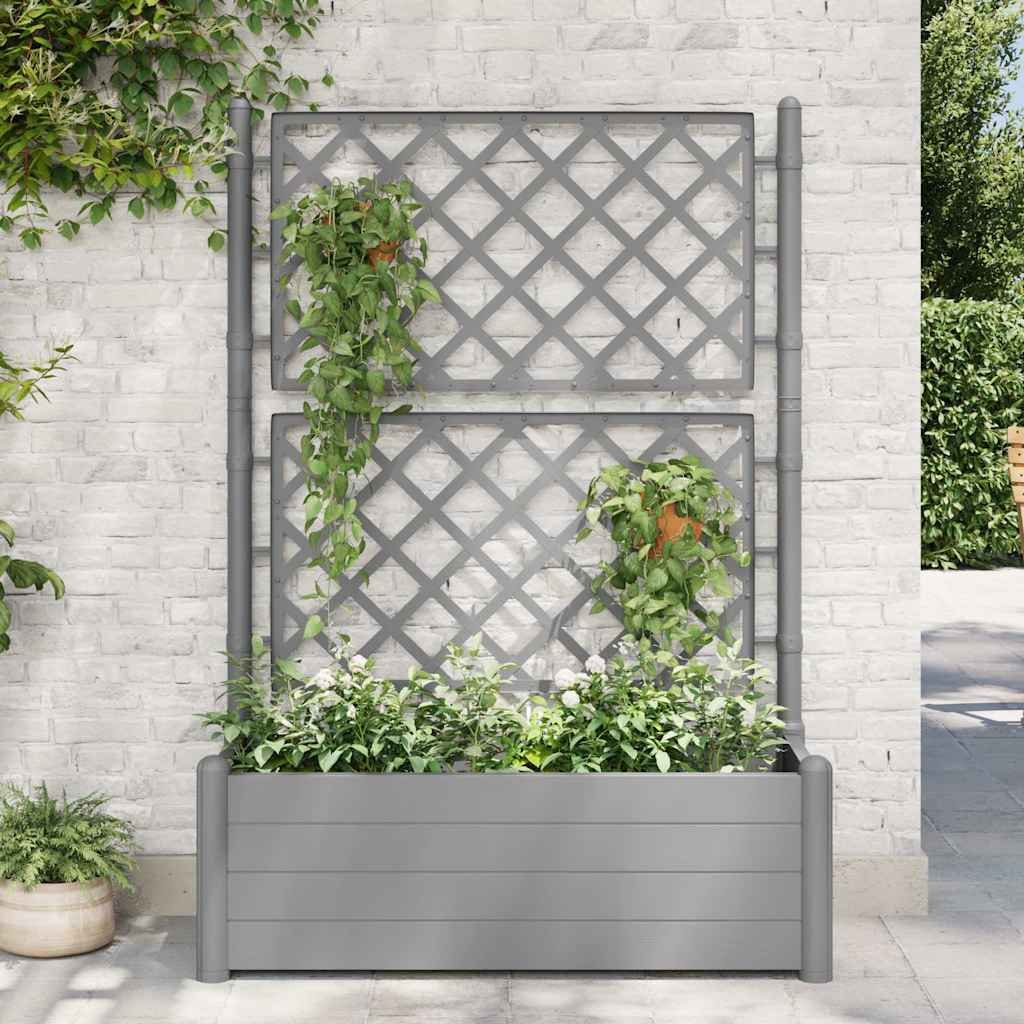 Walplus Polypropylene Garden Planter - Stone Grey - 100 x 43 x 142 cm