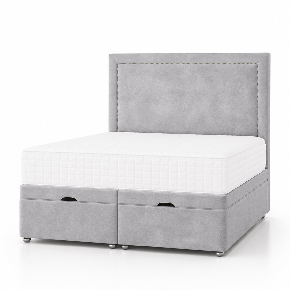 Comfy Deluxe  Hannah 6ft Super King  End Lift Ottoman Bed Set - Silver Grey