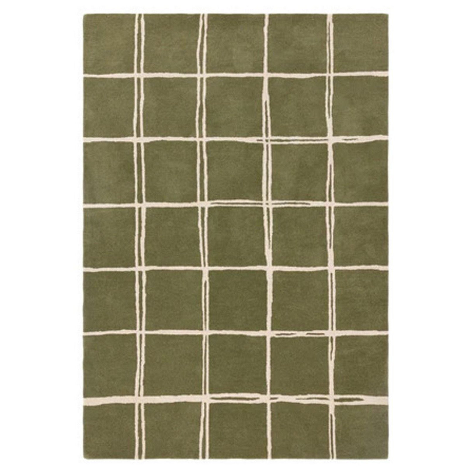 Mega Flooring Green Shaggy Chequered Rug - 160 x 230cm