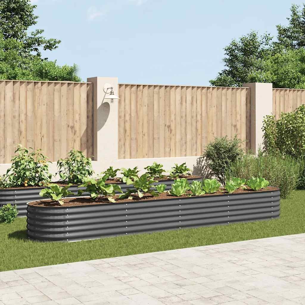Walplus Galvanised Steel Raised Garden Bed - Grey - 400 x 80 x 44 cm