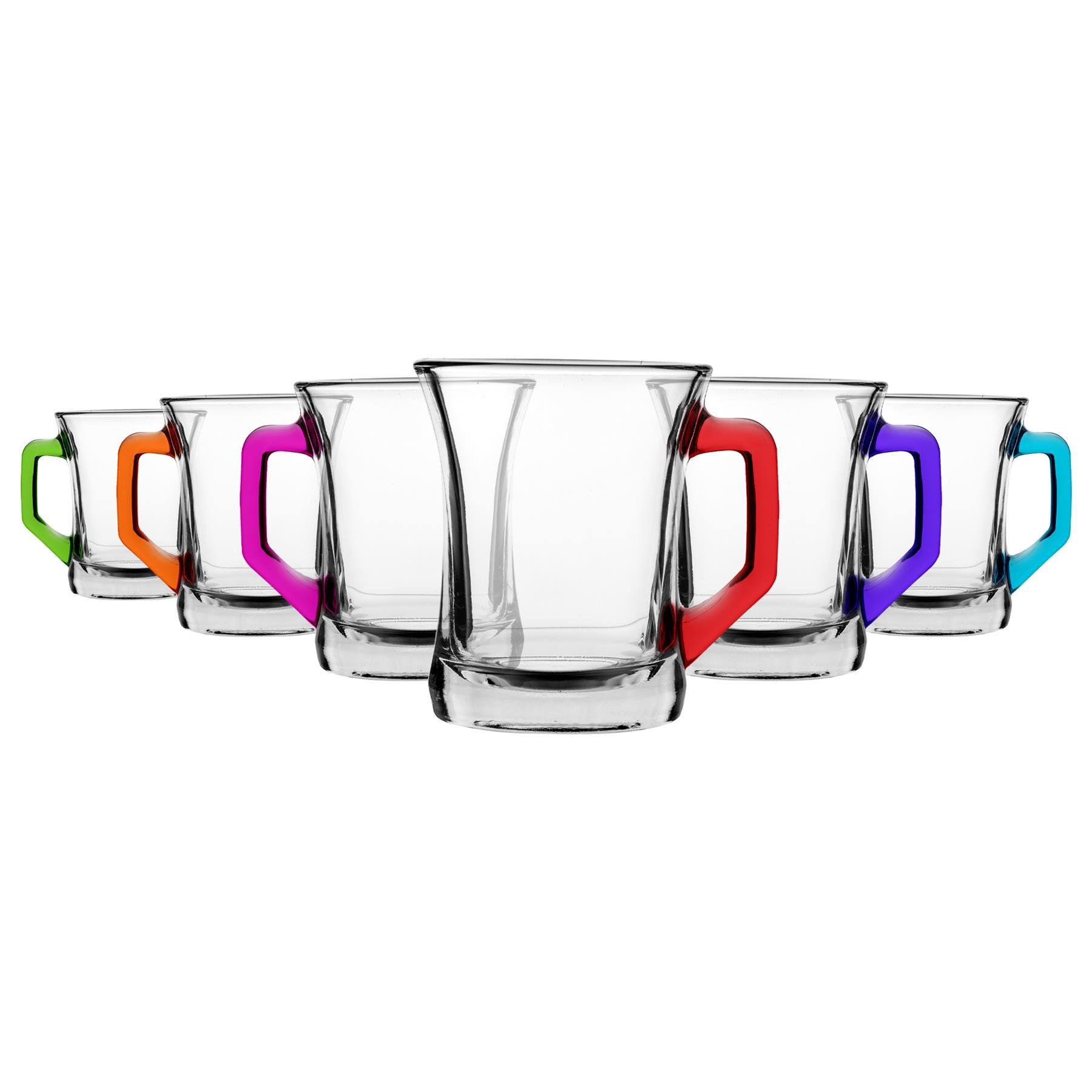 LAV Zen+ Glass 225ml Coffee Mugs Pack of 6 - Multicolour