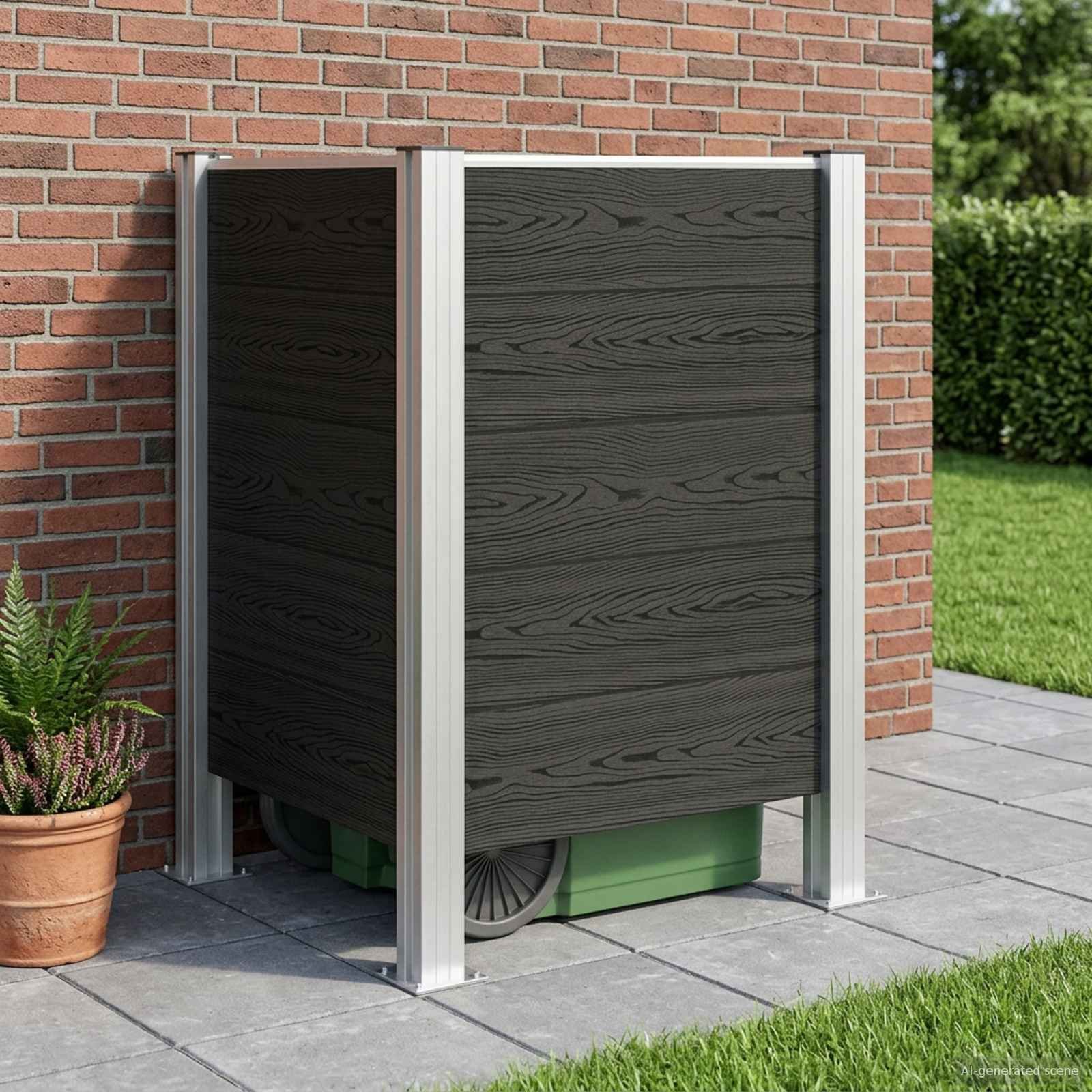 Walplus 120 L Garbage Bin Store - Grey - 85 x 85 x 115 cm