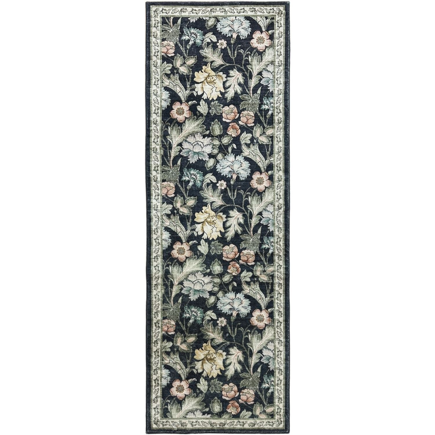 The Rugs Multicoloured Classical Midnight Florals Runner Rug - 60 x 180cm
