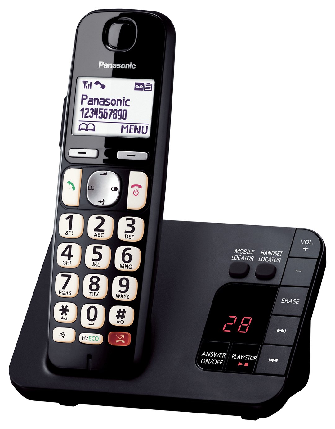 Panasonic KX-TGE820EB Big Button Cordless Phone - Single