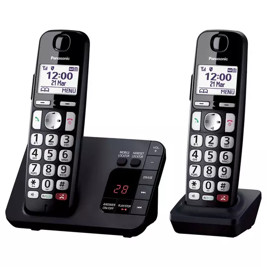 Panasonic KX-TGE822EB Big Button Cordless Phone - Twin