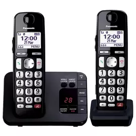 Panasonic KX-TGE822EB Big Button Cordless Phone - Twin