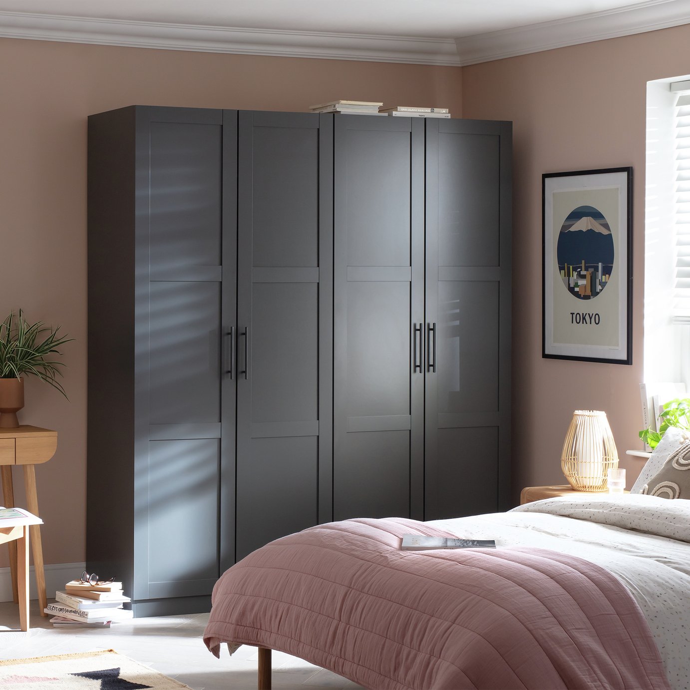 Habitat Munich Panelled 4 Door Wardrobe