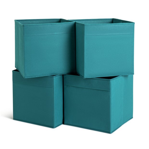 Buy Habitat Set of 4 Squares Boxes - Teal | Cube storage boxes | Argos