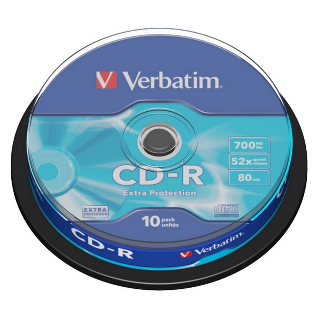 Buy Verbatim Cd R 52x Speed 10 Pack Spindle Blank Cds And