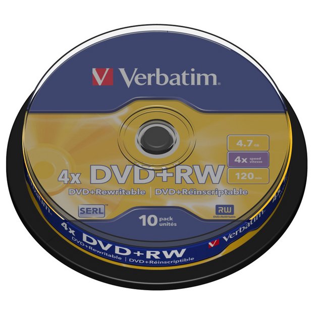 Buy Verbatim Dvd Rw 4x Speed 10 Pack Spindle Blank Cds And Dvds Argos