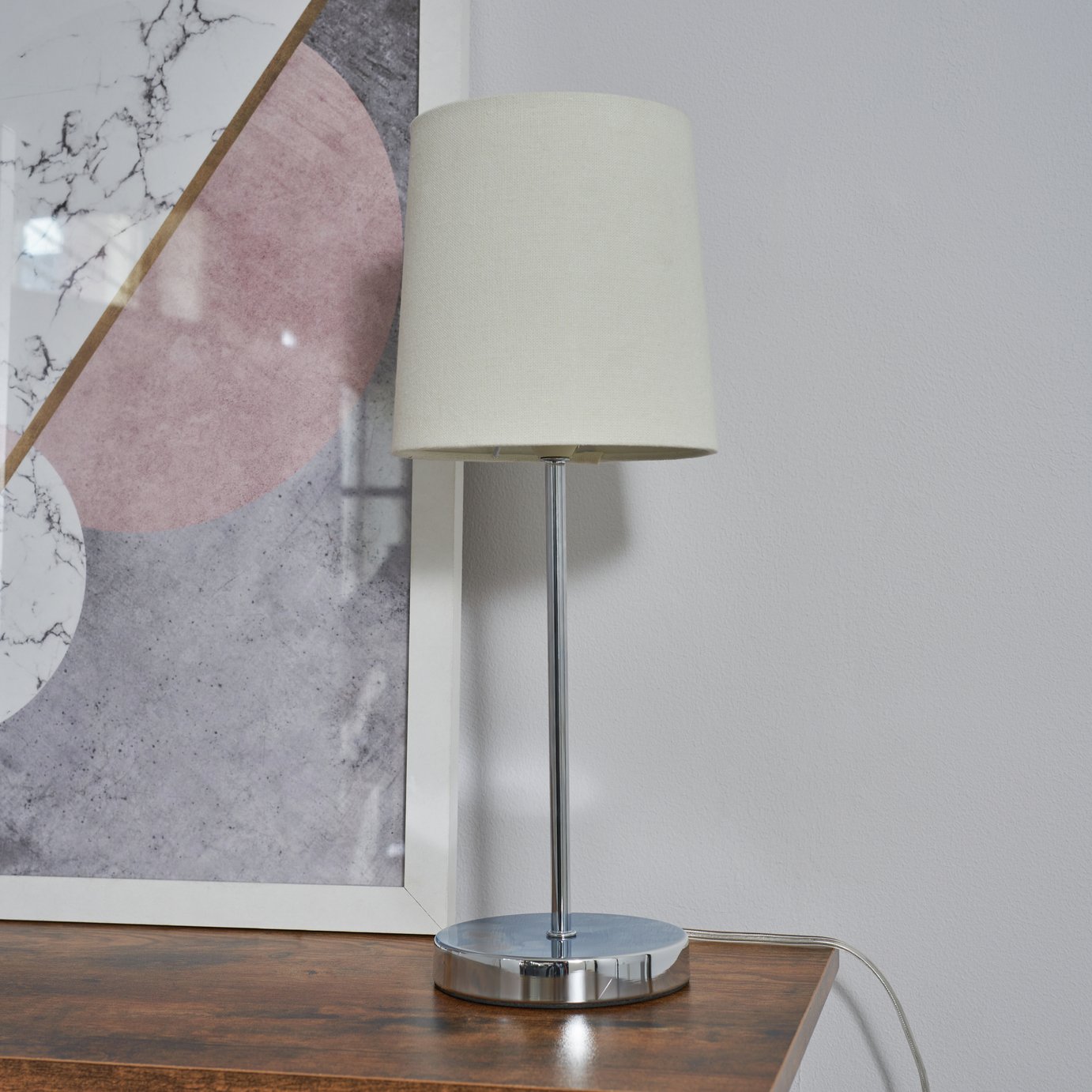 BHS Louisa Steel Touch Table Lamp - Chrome